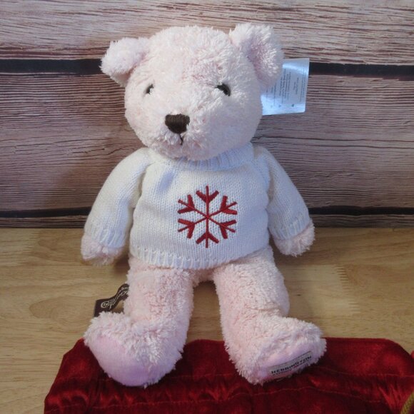 Cheesecake Factory Christmas Plush Herrington Pink Teddy Bear in Red Bag - Picture 3 of 10